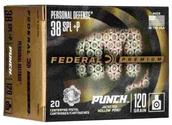 Federal Personal Defense Punch Handgun Ammuntion .38 Spl(+P) 120 gr JHP1000 fps  20/ct