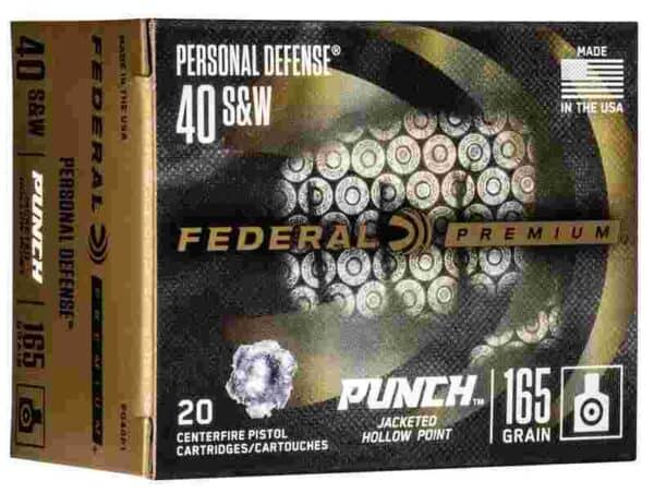 Federal Personal Defense Punch Handgun Ammuntion .40 S&W 165 gr JHP 1130 fps 20/ct