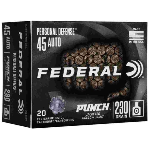 Federal Personal Defense Punch Handgun Ammuntion .45 ACP 230 gr JHP 890 fps 20/ct