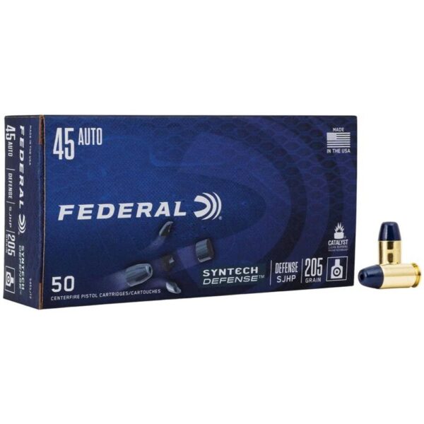 Federal Syntech Defense Handgun Ammunition .45 ACP 205gr SJHP 970 fps 50/ct