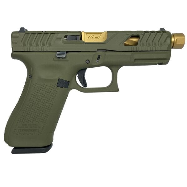 Glock 45 Gen 5 Custom "OD Green Grip with Gold Barrel" Handgun 9mm Luger 17/rd Magazines (3) 4.6" Threaded Barrel Austria