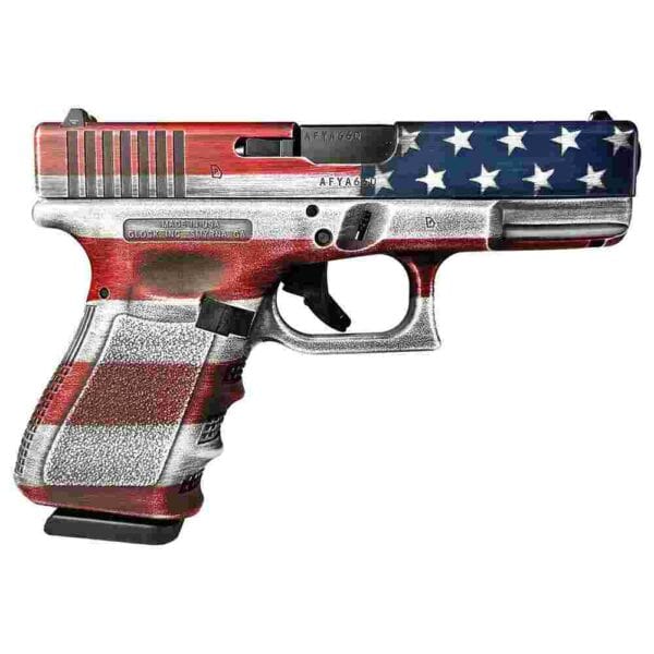 Glock 19 Gen 3 Custom "USA Flag 4 Color" Handgun 9mm Luger 15/rd Magazines (2) 4.02" Barrel Austria