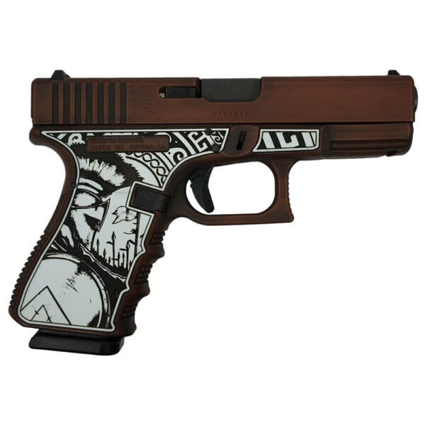 Glock 19 Gen 3 Custom "Spartan Engraved Distressed Bronze" Handgun 9mm Luger 15rd Magazines (2) 4" Barrel Austria