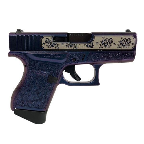 Glock 43 Custom "Glock & Roses" in Mongoose Purple Subcompact Handgun 9mm Luger 6rd Magazines (2) 3.41" Barrel USA Made