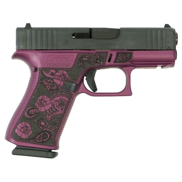 Glock 43X "Paisley Grip" Black Cherry Handgun 9mm Luger 10rd Magazines(2) 3.4" Barrel  Accessory Rail USA Made