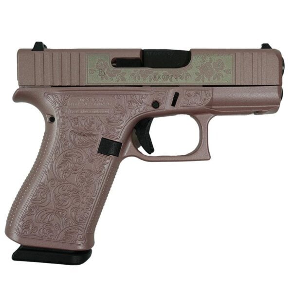 Glock 43X "Glock & Roses" Pink Handgun 9mm Luger 10rd Magazines(2) 3.4" Barrel Accessory Rail USA Made