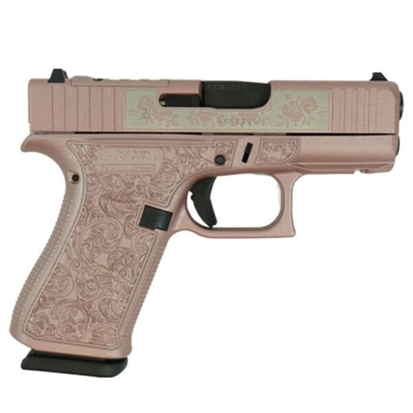 Glock 43X "Glock & Roses" Pink Optic Cut Handgun 9mm Luger 10rd Magazines(2) 3.4" Barrel Accessory Rail USA Made