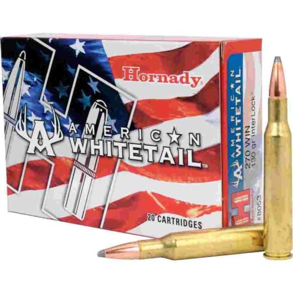 Hornady American Whitetail Rifle Ammunition .270 Win 130 gr SP 2825 fps 20/ct