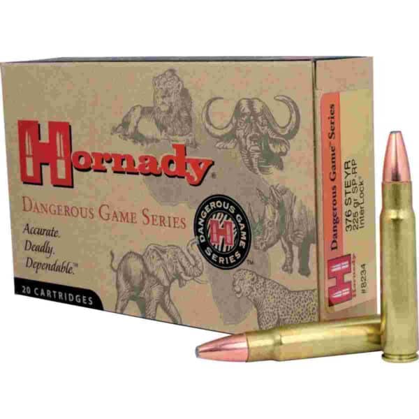 Hornady Dangerous Game Series Rifle Ammunition .376 Steyr 225 gr SP 2600 fps - 20/box