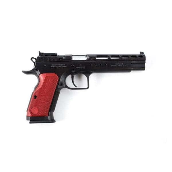 Tanfoglio Gold Match Handgun 10mm 13rd Magazine 6" Barrel Black with Red Grips Optic Ready