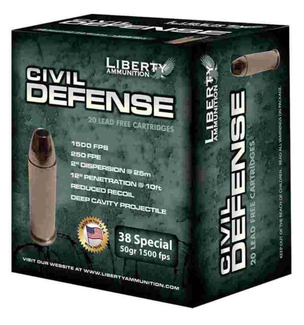 Liberty Civil Defense Handgun Ammunition .38 Spl 50 gr SCHP 1500 fps 20/ct