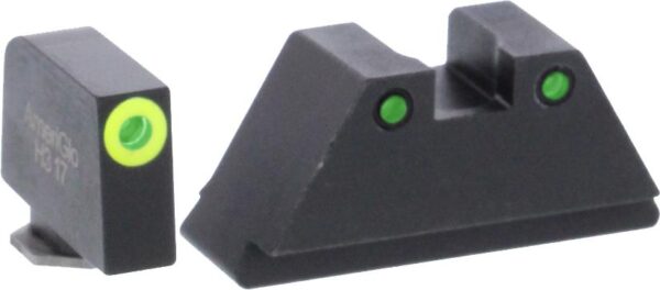 Green Tritium LimeGreenLumi Rnd Outline .315/Black .394 for Glock Tall Supp