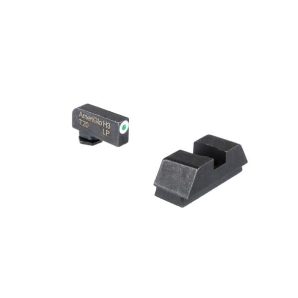 Ameriglo Optics Compatible Tritium Handgun Sight Set for Glock Flat Black .295? Rear 1L Tall Green with White .220? Front