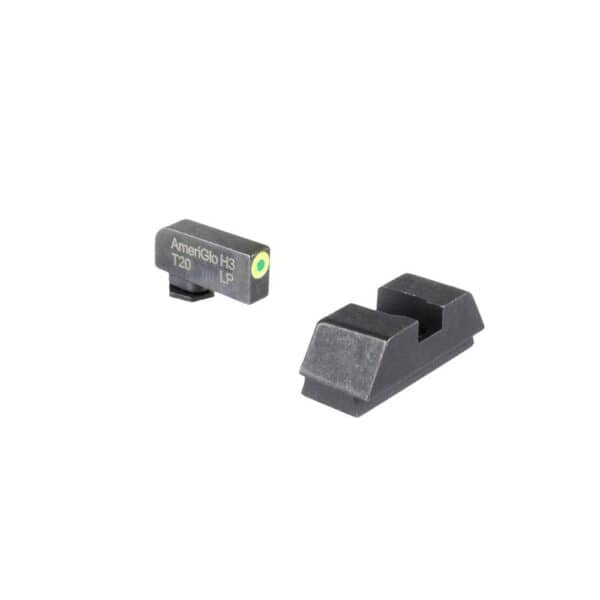 Ameriglo Optics Compatible Tritium Handgun Sight Set for Glock Flat Black .295? Rear 1L Tall Green with Lumigreen .220? Front