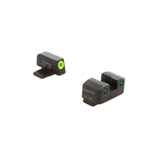 Ameriglo Trooper Tritium Handgun Sight Set for Sig with #8 Front and #8 Rear Green Rear Green with LumiGreen Front