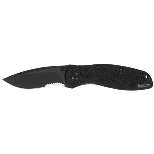 Kershaw Blur Semi Serrated Folding Knife 3-2/5" Drop Point Blade Black