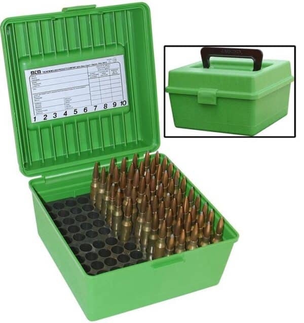 MTM Deluxe R-100 MAG Series Rifle Ammo Box 100 Rounds Green