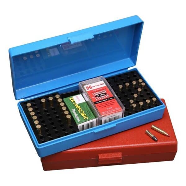 MTM .17 /.22 Rimfire Ammo Box 100/tray Blue