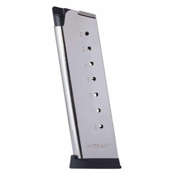 Mec-Gar 1911 Govt Handgun Magazine with Plastic Removable Buttplate & Follower .45 ACP HT Stainless Steel 8/rds High Cap