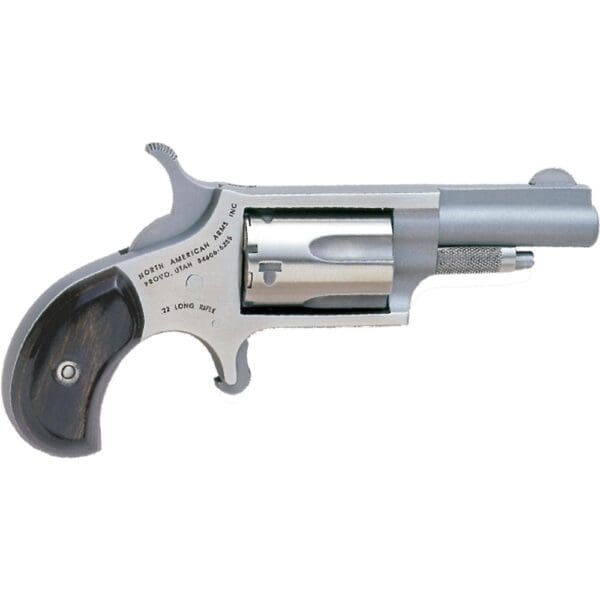 NAA 22LLR Mini Revolver Handgun .22 LR 5rd Capacity 1.625" Barrel Silver with Wood Grip