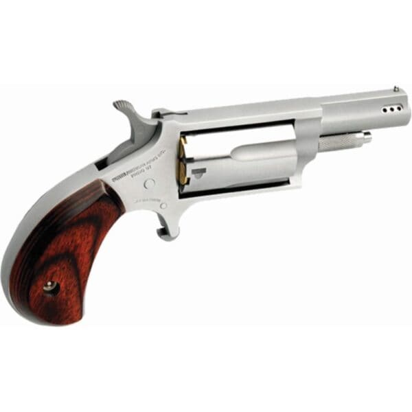 NAA 22M Ported Handgun .22 Mag 5rd Capacity 1.625" Barrel Silver with Wood Grip