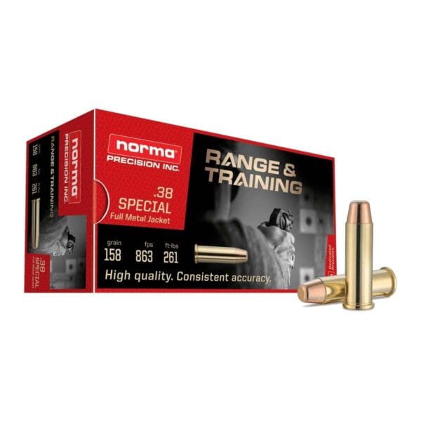 Norma Range & Training Rifle Ammunition .38 Spl 158gr FMJ 863 fps 50/ct