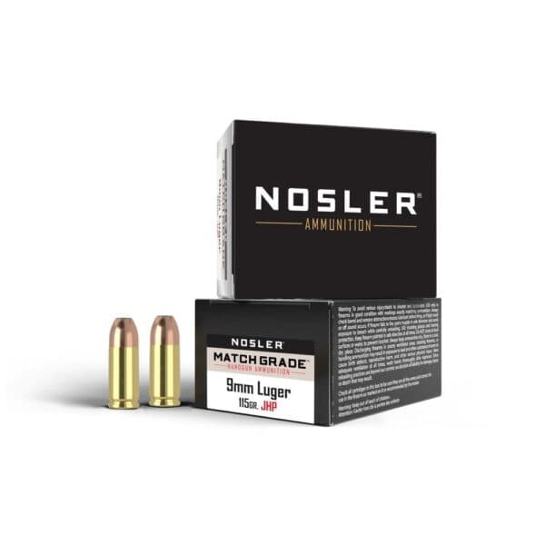 Nosler Match Grade Handgun Ammo 9mm Luger 115 gr JHP 20/box