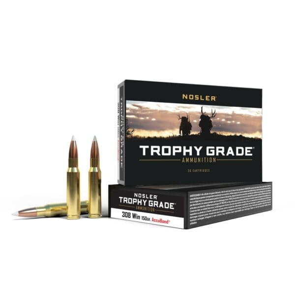 Nosler Trophy Grade Rifle Ammunition .308 Win 150 gr AB 2875 fps - 20/box