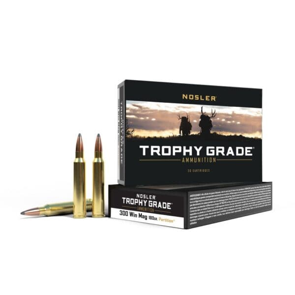 Nosler Ammo Trophy Grade Rifle Ammunition .300 Win Mag 180g PT 2950 fps 20/ct