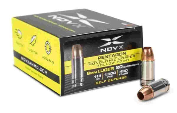 NovX Pentagon Handgun Ammunition 9mm Luger 115gr CHP 1300 fps 20/ct