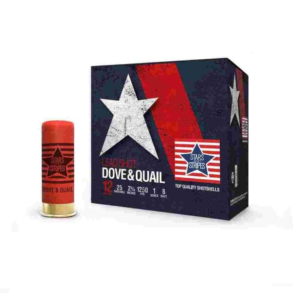 PPU Stars & Stripes Dove & Quail Shotshells  12ga 2-3/4'' 1 oz 1250 fps #8 25/ct