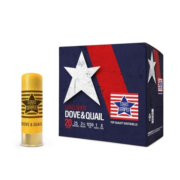 PPU Stars & Stripes Dove & Quail Shotshells  20ga 2-3/4'' 1 oz 1250 fps #8 25/ct