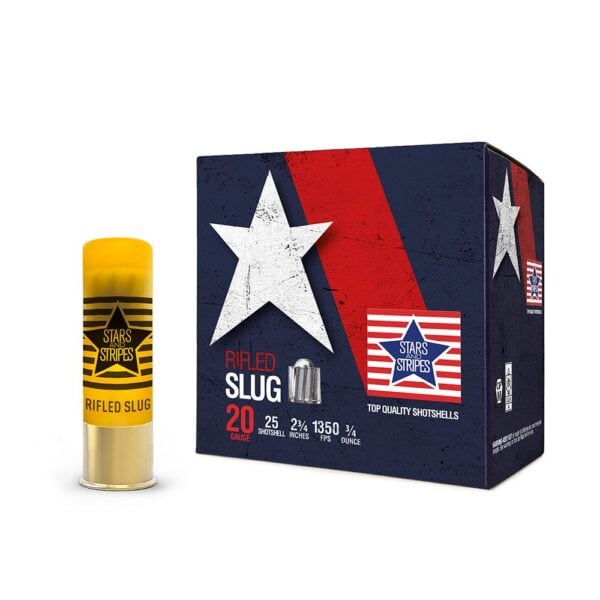 PPU Stars & Stripes Rifled Slug Shotshells 20ga 2-3/4'' 3/4 oz 1350 fps Slug 25/ct