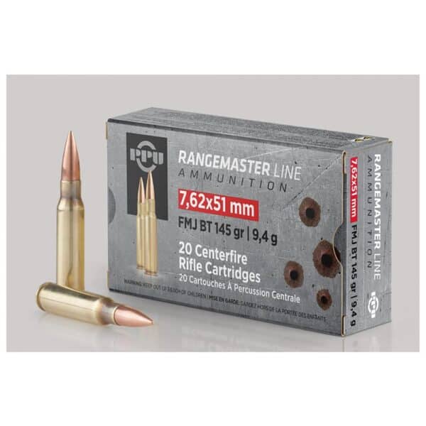 PPU RangeMaster 7.62x51 145gr FMJBT 2835 fps 20/ct