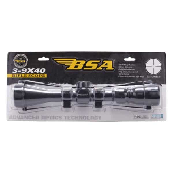 BSA Rifle Scope 3-9x40 1" 30/30 Black with Rings