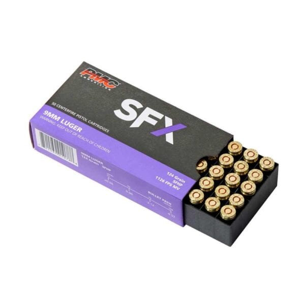 PMC SFX Handgun Ammunition 9mm Luger 124 gr. JHP 1201 fps 50/ct