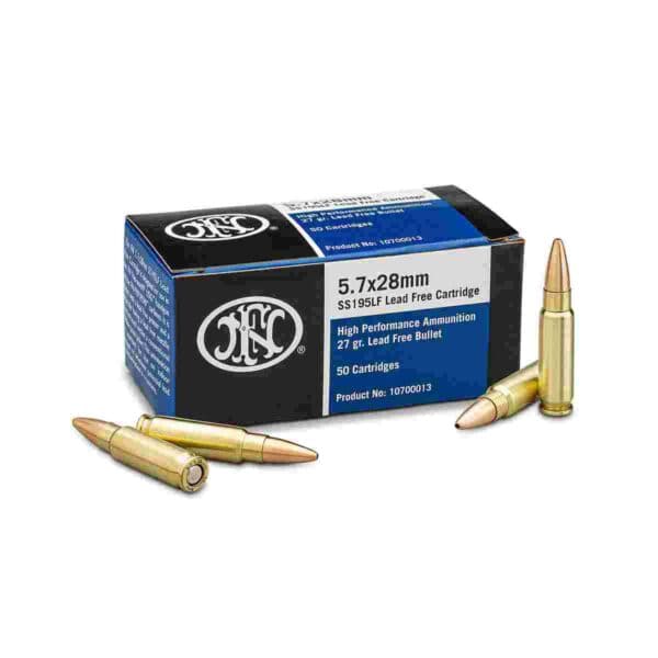 FN SS195LF 5.7x28mm Ammunition 5.7x28mm 27gr JHP 1890 fps 2000/ct Case(40-50/ct Boxes)