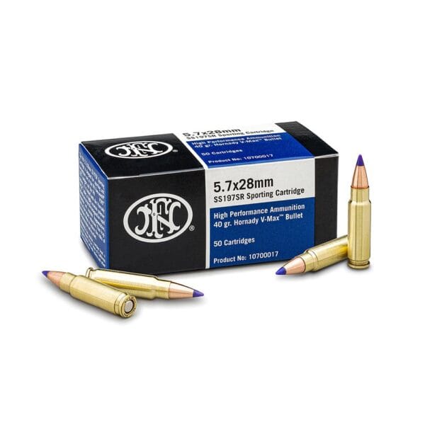 FN SS197SR Handgun Ammunition 5.7x28mm 40gr V-MAX 1738 fps 50/ct