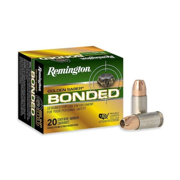 Remington Golden Saber Bonded Handgun Ammunition 9mm Luger +P 124 gr JHP 1125 fps 20/ct