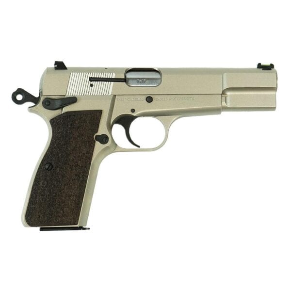 SDS Imports Inglis P-35 Handgun 9mm Luger 15rd Capacity 4.7'' Barrel G10 Grips Nickel Finish Green Fiber Front Sight