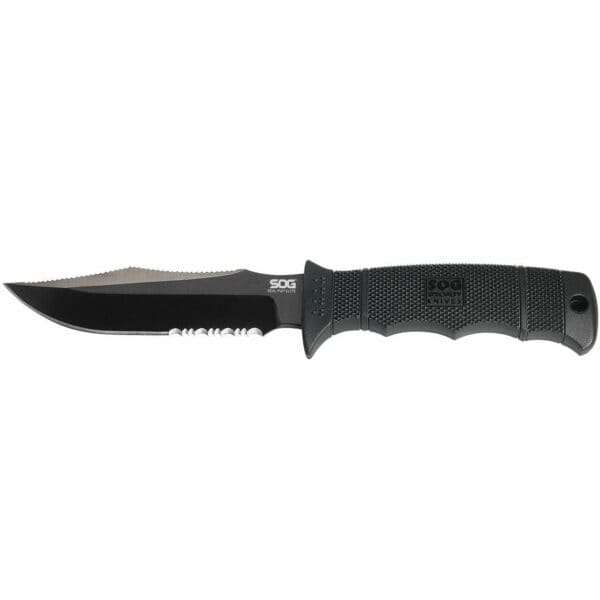 SOG SEAL Pup Elite Knife 4.85" Partially Serrated Blade Black with Nylon Sheath