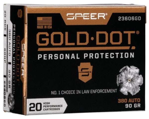 Speer Gold Dot Handgun Ammunition .380 ACP 90 gr HP 1040 fps 20/ct