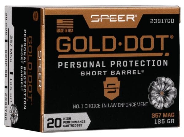 Speer Gold Dot Short Barrel Handgun Ammunition .357 Mag 135 gr HP 990 fps 20/ct