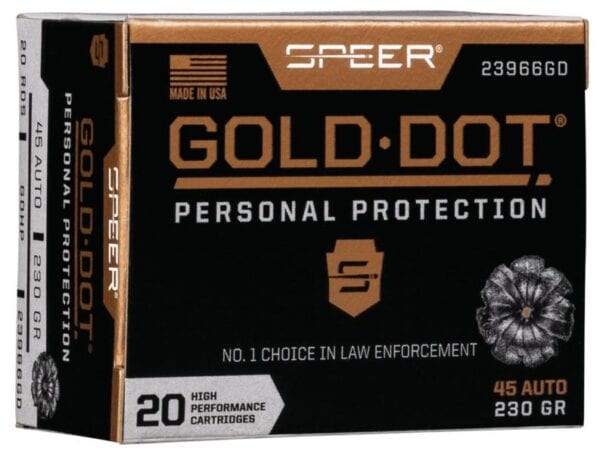 Speer Gold Dot Handgun Ammunition .45 ACP 230 gr HP 890 fps 20/ct