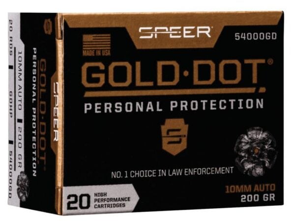 Speer Gold Dot Handgun Ammunition 10mm Auto 200 gr HP 1100 fps 20/ct