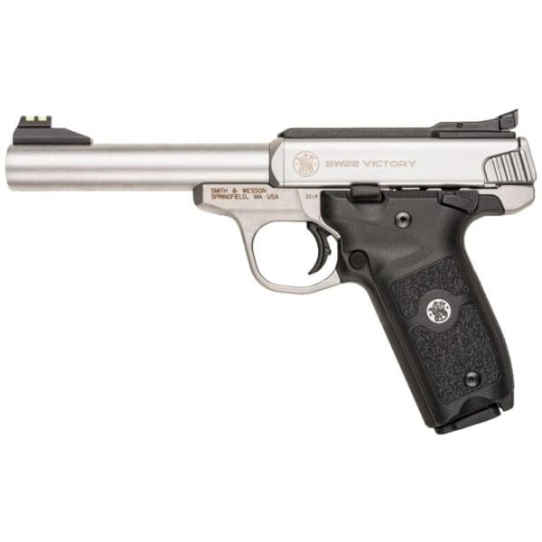 Smith & Wesson SW22 Victory Handgun .22 LR 10rd Magazines (2) 5.5" Barrel Silver with Black Grip CA Compliant