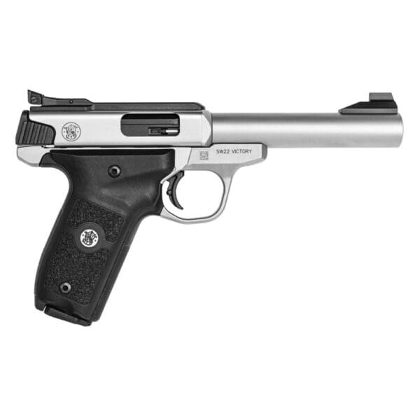 Smith & Wesson SW22 Victory Target Model Handgun .22 LR 10rd Magazines (2) 5.5" Barrel Silver with Black Grip MA Compliant