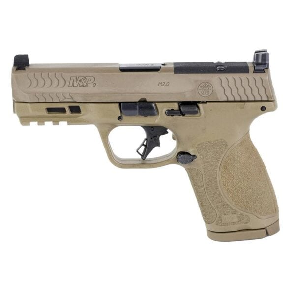 Smith & Wesson M&P 9 M2.0 Optic Ready Compact Handgun 9mm Luger 15rd Magazine 4" Barrel FDE No Thumb Safety