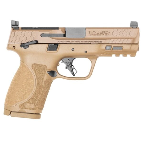 Smith & Wesson M&P 9 M2.0 Compact Handgun 9mm Luger 15rd 4" Barrel FDE Optic Ready Thumb Safety