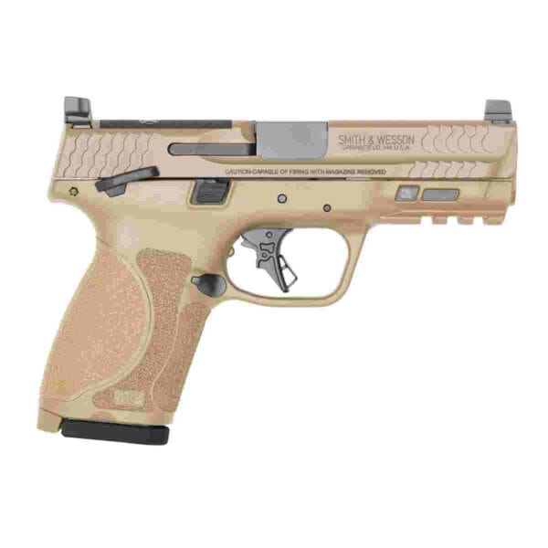 S&W M&P 9 M2.0 Compact Optic Ready Handgun 9mm Luger 10rd Magazine(2) 4'' Barrel FDE Thumb Safety